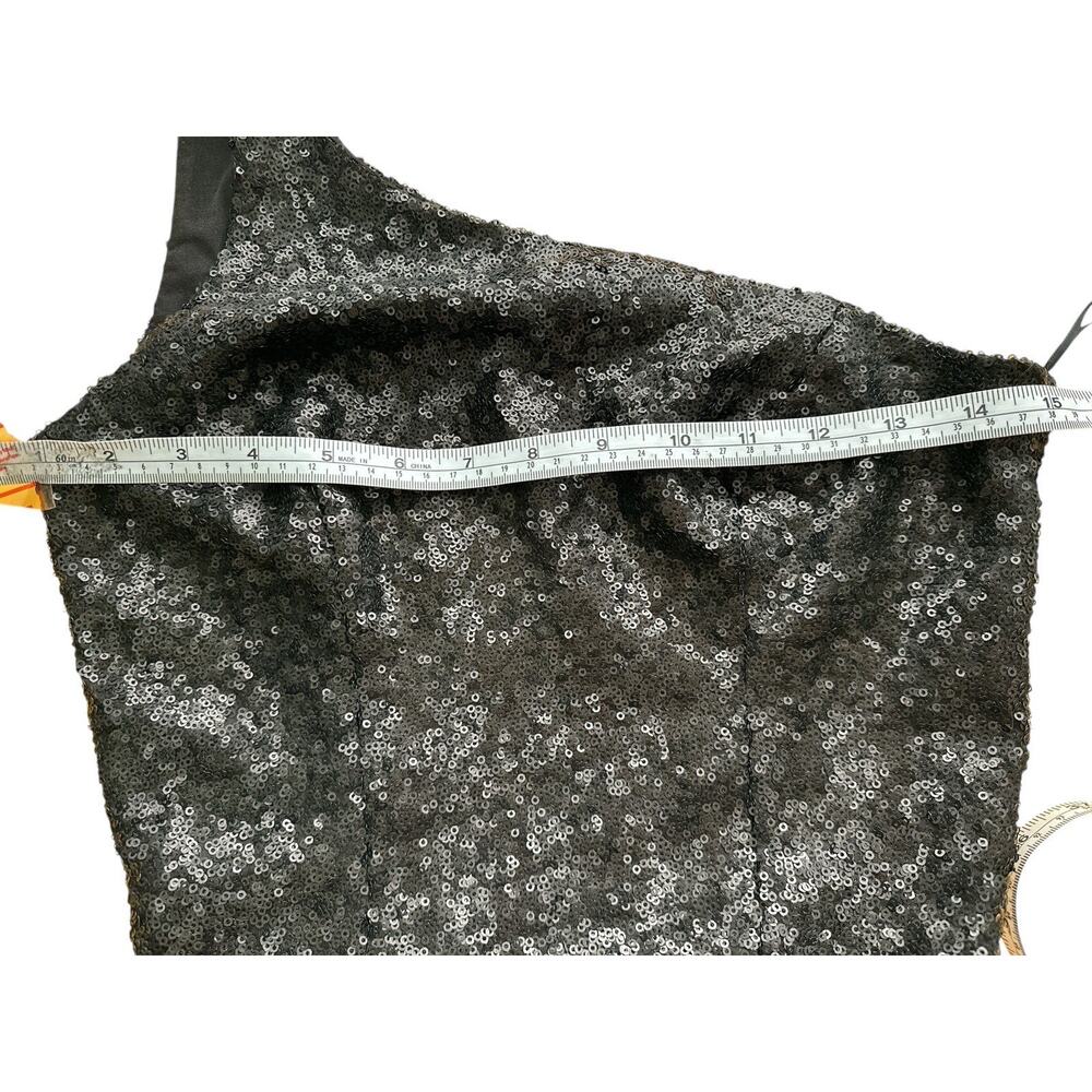Stunning Black Sequin One-Shoulder Bodycon Mini Dress Perfect for Party/NYE SZ S - Picture 7 of 8